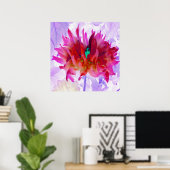 Verbluffende roze Cactus Dahlia Poster (Thuiskantoor)