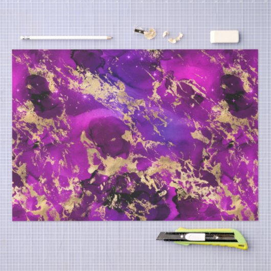 Verbluffende roze en goudmarmer tissuepapier (Craft)