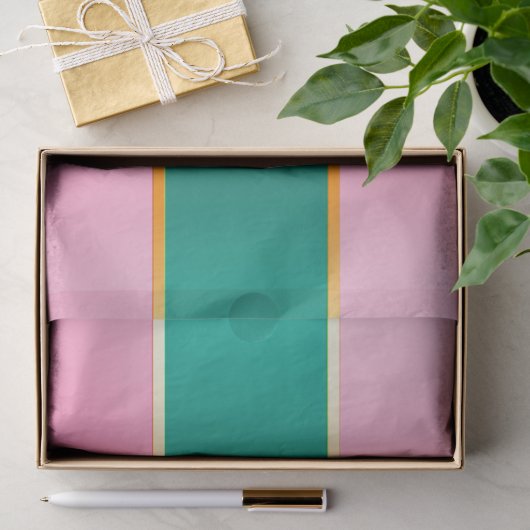 Verbluffende roze en groene moderne strepen tissuepapier (Geschenk)