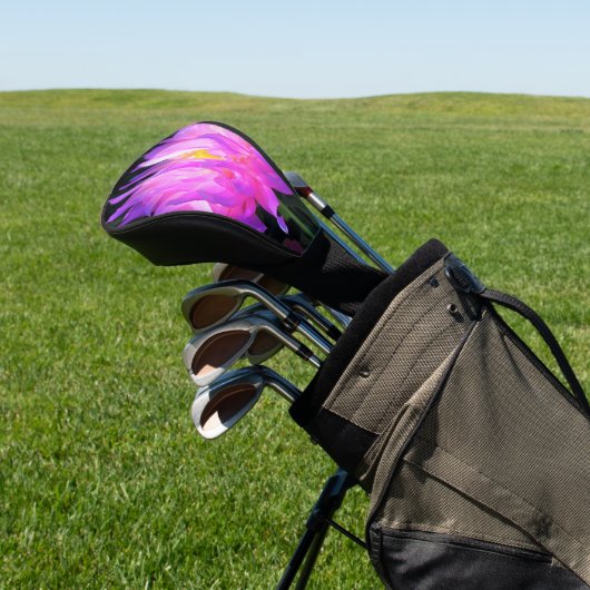 Verbluffende roze en Paarse Cactus Dahlia Golfheadcover (Insitu)