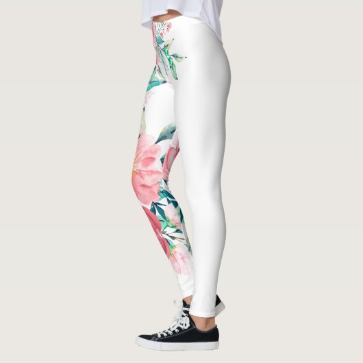 Verbluffende roze en rode rozen leggings (Links)
