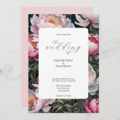 Verbluffende roze en witte pioenen Elegante bruilo Kaart (Voorkant / Achterkant)