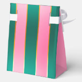Verbluffende roze & groene moderne strepen bedankdoosjes (Achterkant)