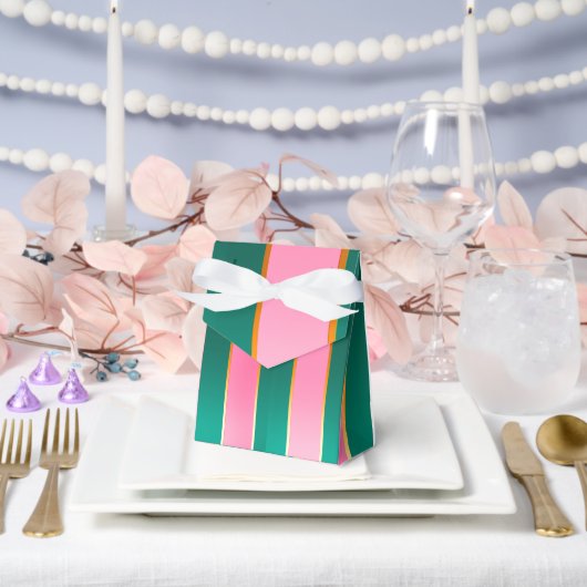 Verbluffende roze & groene moderne strepen bedankdoosjes (Huwelijk)