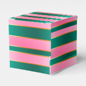 Verbluffende roze & groene moderne strepen bedankdoosjes (Voorkant Zijde)