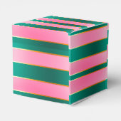 Verbluffende roze & groene moderne strepen bedankdoosjes (Achterkant)