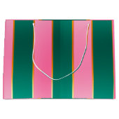 Verbluffende roze & groene moderne strepen groot cadeauzakje (Voorkant)
