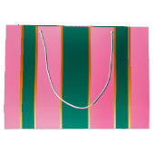 Verbluffende roze & groene moderne strepen groot cadeauzakje (Achterkant)