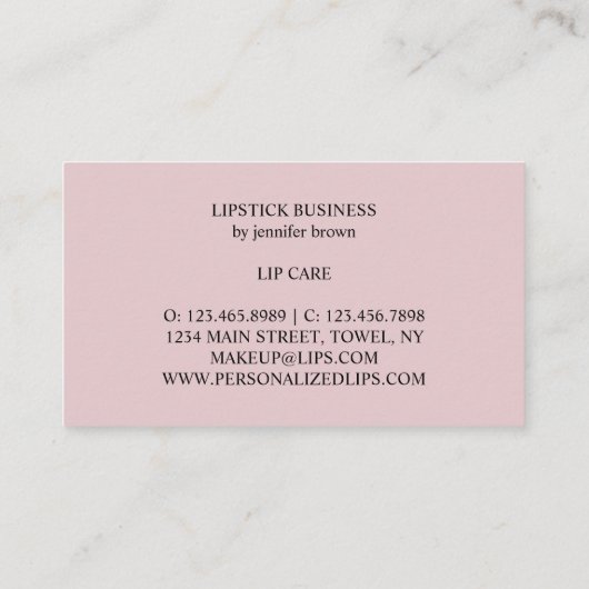 Verbluffende roze lips maken artistiek ontwerp mog visitekaartje (Achterkant)