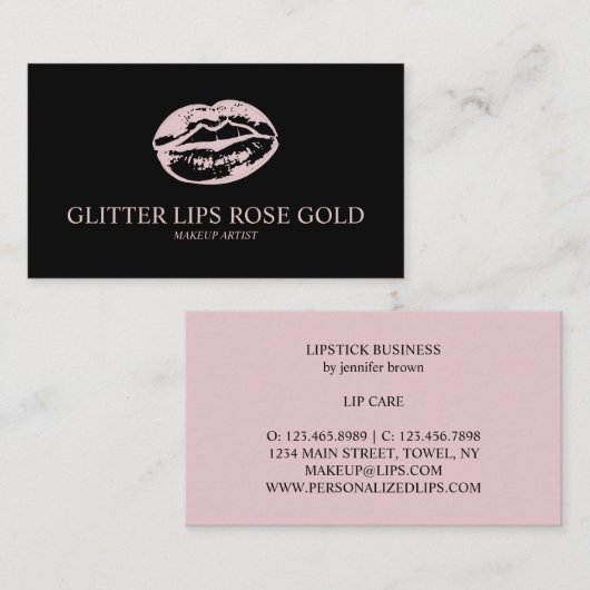 Verbluffende roze lips maken artistiek ontwerp mog visitekaartje (Voorkant / Achterkant)