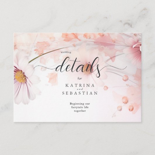 Verbluffende roze madeliefjes informatiekaartje (Voorkant)