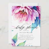 Verbluffende roze pioenen Baby shower uitnodiging (Voorkant)