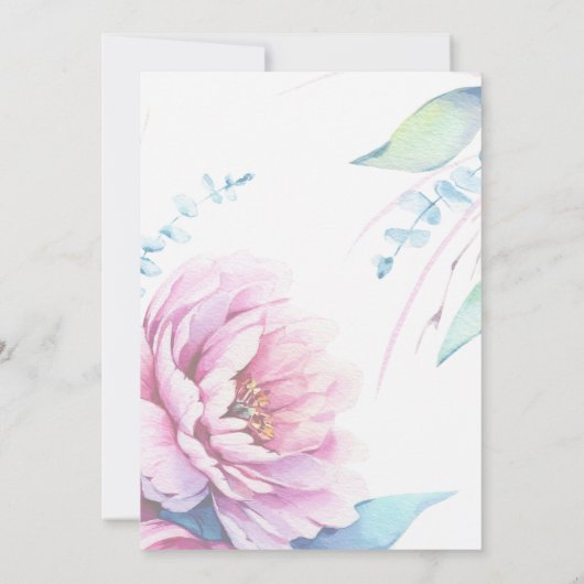 Verbluffende roze pioenen Baby shower uitnodiging (Achterkant)