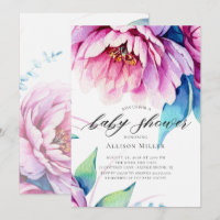 Verbluffende roze pioenen Baby shower uitnodiging