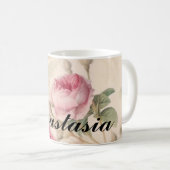 Verbluffende roze rozen met jouw naam koffiemok (Voorkant rechts)