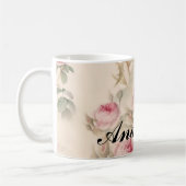 Verbluffende roze rozen met jouw naam koffiemok (Links)