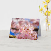 Verbluffende roze Sakura-bloemen in het voorjaar Kaart (Gele Bloem)