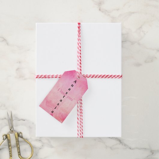 Verbluffende roze Waterverf Cadeaulabel (Met Touw)