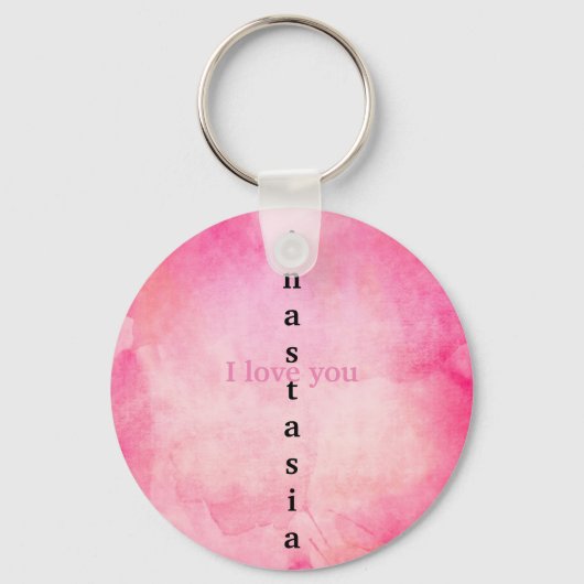 Verbluffende roze Waterverf Sleutelhanger (Voorkant)