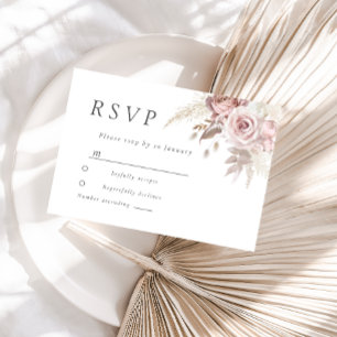 Verbluffende Rozen met een stevige roze bruiloft RSVP Kaartje