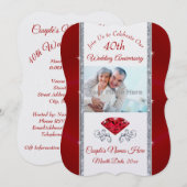 Verbluffende Ruby 40e huwelijksjubileum uitnodigin Kaart (Voorkant / Achterkant)