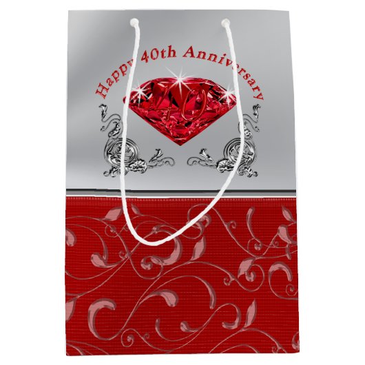Verbluffende Ruby 40th Jubileum Cadeautassen Medium Cadeauzakje (Voorkant)