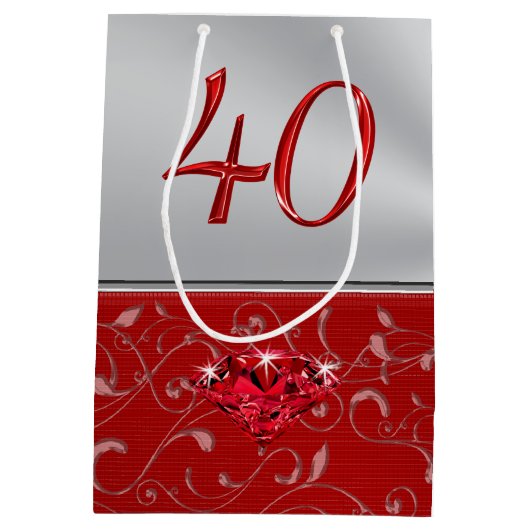 Verbluffende Ruby 40th Jubileum Cadeautassen Medium Cadeauzakje (Achterkant)