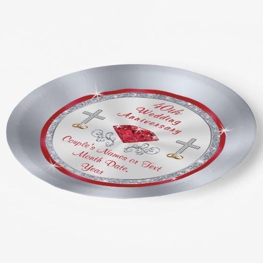 Verbluffende Ruby 40th Wedding Jubileum Ideeën Papieren Bordje (Gekanteld)