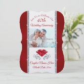 Verbluffende Ruby 40th Wedding Jubileum-uitnodigin Kaart (Staand voorkant)