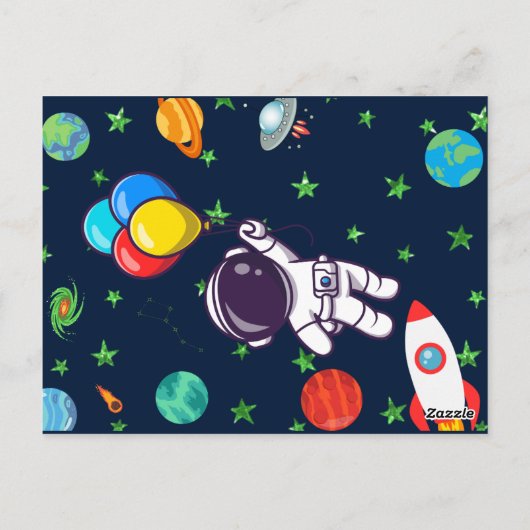 VERBLUFFENDE RUIMTEVERJAARDAGSUITNODIGING BRIEFKAART (Achterkant)