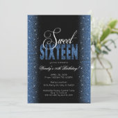 Verbluffende Sapphire Blue Sweet 16 Party-uitnodig Kaart (Staand voorkant)