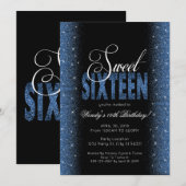 Verbluffende Sapphire Blue Sweet 16 Party-uitnodig Kaart (Voorkant / Achterkant)