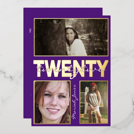 Verbluffende schoolkleuren 3 Uitnodiging tot Folie (Voorkant / Achterkant)