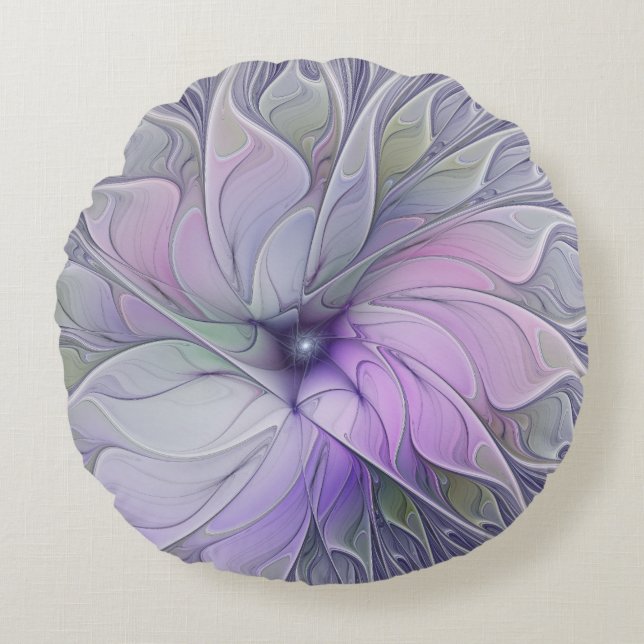 Verbluffende schoonheid Moderne Abstracte fractale Rond Kussen (Voorkant)