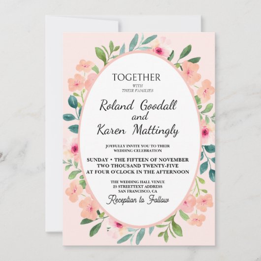 Verbluffende serie van bloemenbruiloft kaart (Voorkant)