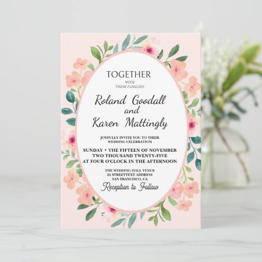 Verbluffende serie van bloemenbruiloft kaart (Staand voorkant)