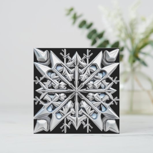Verbluffende "Silver" Snowflake Holiday Card Kaart (Staand voorkant)