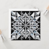 Verbluffende "Silver" Snowflake Holiday Card Kaart (Voorkant / Achterkant in situ)
