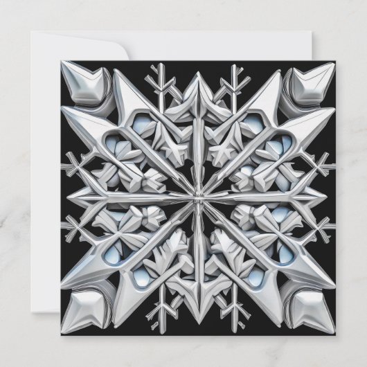 Verbluffende "Silver" Snowflake Holiday Card Kaart (Voorkant)
