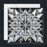 Verbluffende "Silver" Snowflake Holiday Card Kaart<br><div class="desc">Deze vakantiekaart is geschikt voor elke wintervakantie die je kunt noemen! Een mooi gesimuleerd, niet-gehuld, "zilveren" sneeuwvlok met blauwe hoogtepunten op donkere creëer op de achtergrond is een mooi vooraanstaand uitzicht op deze vierkant kaart met een lege binnenzijde zodat u uw eigen vers kunt meenemen. Welke vakantie je ook viert,...</div>