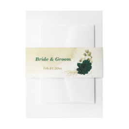 Verbluffende smaragdgroene ivoor gouden bloemen br uitnodigingen wikkel