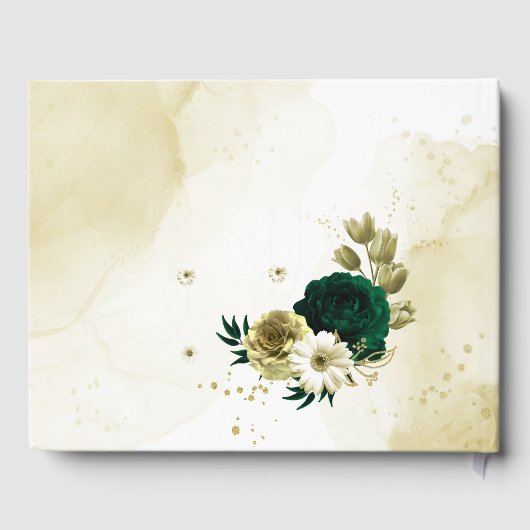 Verbluffende smaragdgroene ivoorgoudbloemen gastenboek (Achterkant)
