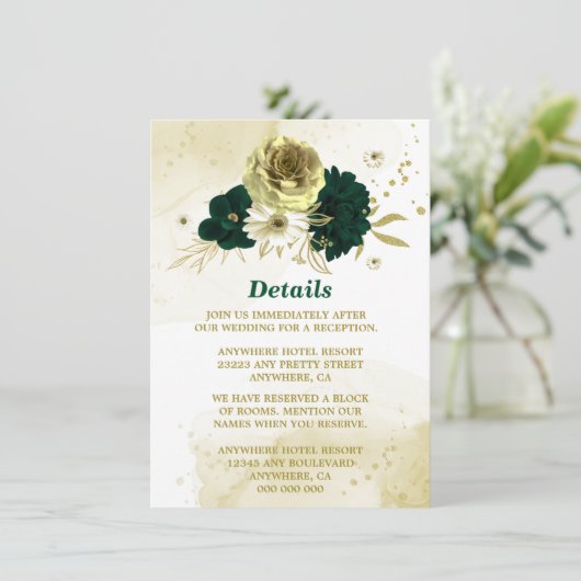 Verbluffende smaragdgroene ivoorgoudbloemen informatiekaartje (Staand voorkant)