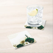 Verbluffende smaragdgroene ivoorgoudbloemen kartonnen onderzetters (Insitu)