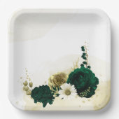 Verbluffende smaragdgroene ivoorgoudbloemen papieren bordje (Voorkant)