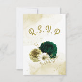 Verbluffende smaragdgroene ivoorgoudbloemen RSVP kaartje (Achterkant)