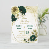 Verbluffende smaragdgroene ivoorgoudbloemen save the date (Staand voorkant)