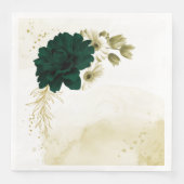 Verbluffende smaragdgroene ivoorgoudbloemen servet (Voorkant)