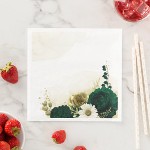 Verbluffende smaragdgroene ivoorgoudbloemen servet