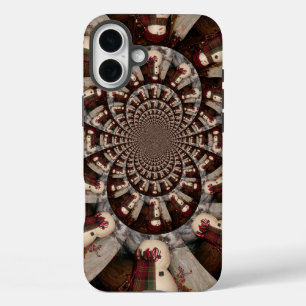 Verbluffende Sneeuwman Kaleidoscoop   Ingewikkelde iPhone 16 Plus Hoesje